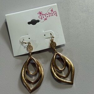 NWT Drema Triple Hoop Gold Tone Earrings